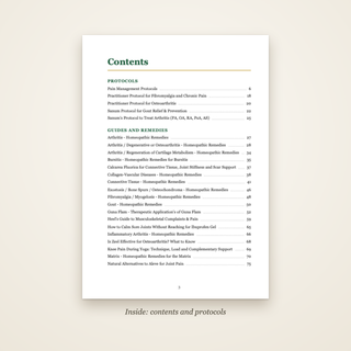 The Joint Care Book - contents page