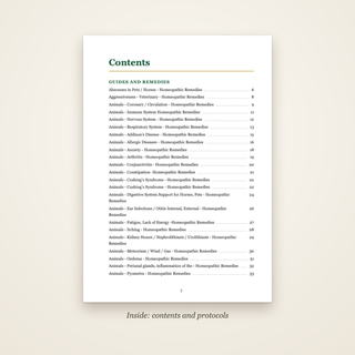 The Animal Remedy Book - contents page