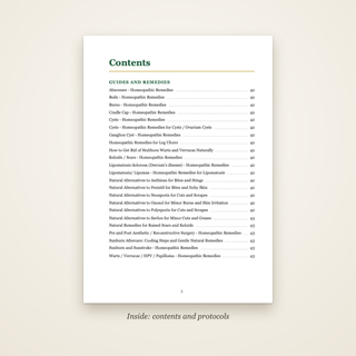 The Wounds, Warts & Burns Book - contents page