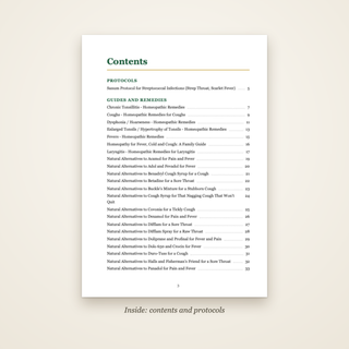The Cough & Sore Throat Book - contents page