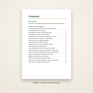 The Children & Family Book - contents page