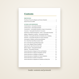 The Migraine & Nerves Book - contents page