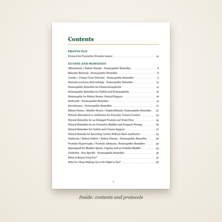 The Kidney, Bladder & Prostate Book - contents page
