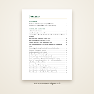 The Sports Injury & Bruise Book - contents page