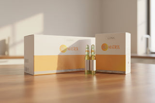 A box of Guna MD Matrix ampoules, with each ampoule labeled as containing 2ml of solution.